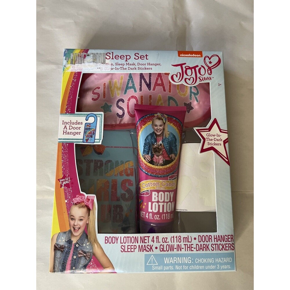 JOJO SIWA Sleep Set Body Lotion Sleep Mask Door Hanger Glow-In-Dark Stickers